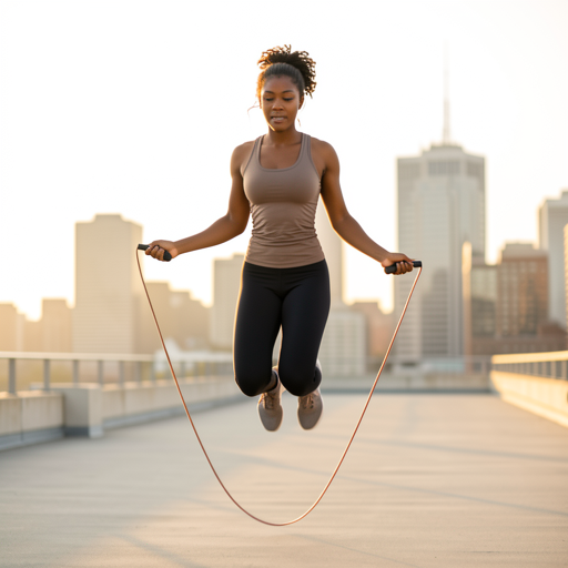 woman jumping rope outdoors in city