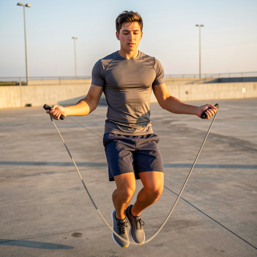 man jumping rope outdoors